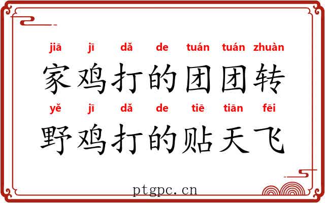 家鸡打的团团转，野鸡打的贴天飞