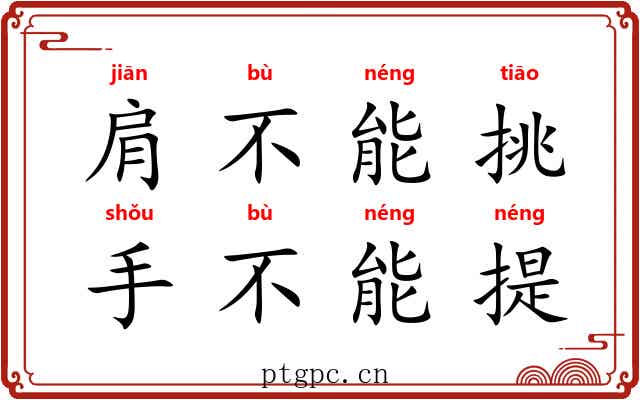 肩不能挑，手不能提